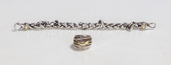 David Yurman Crossover Wide Ring & Chain Bracelet