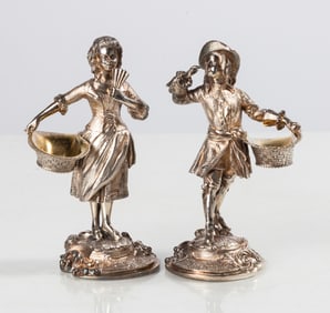 Asprey & Garrard Figural Parcel-Gilt Sterling Silver Salts