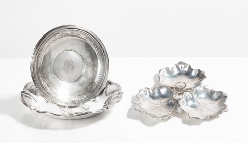 Gorham Sterling Silver Plates & Reed & Barton Sterling Silver Maple Leaf Tray