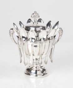 19th Century Silver-Plate Spooner Set