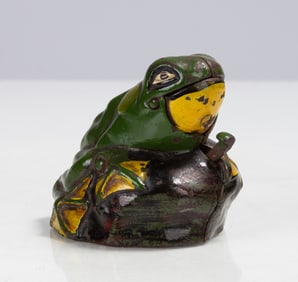 Cast Iron "Frog on Rock" Mechanical Bank