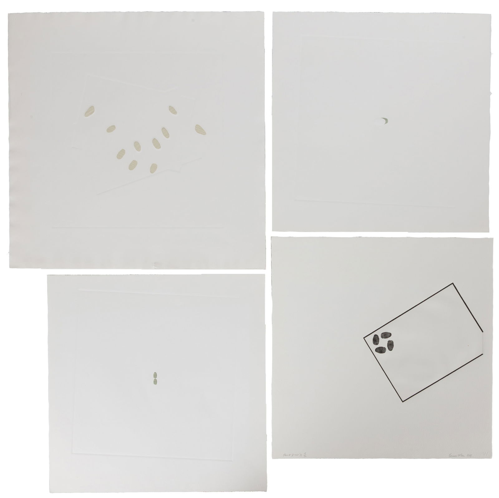 Four Bernard Cohen (English, b. 1933) Etchings: Four Bernard Cohen (English, b. 1933) Etchings Third Print, 1973 - Etching. Edition 18/52. Fourth Print, 1973 - Etching. Edition 25/52. Fifth Print, 1973 - Etching. Edition 22/52. Sixth Print, 1973 -