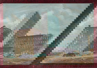 Paul Riba (American, 1912-1977) Winter Cityscape