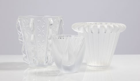 Lalique Swing Note, Royat, & Thebes Vases