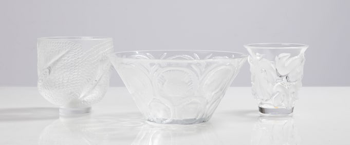 Lalique Andromeda, Chardons Thistle, & Saumur Vases