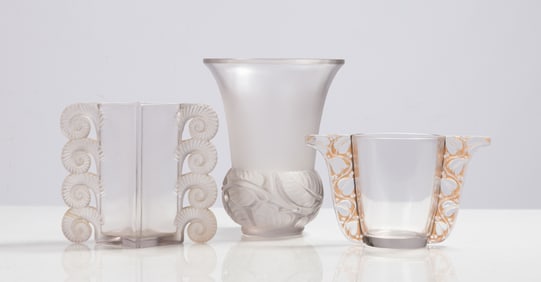 Rene Lalique Amiens, Lias (Lilac), & Honfleur Vases