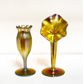Two Steuben Gold Aurene Vases