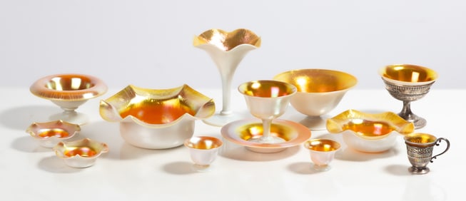 Steuben Gold Aurene & Calcite Tableware