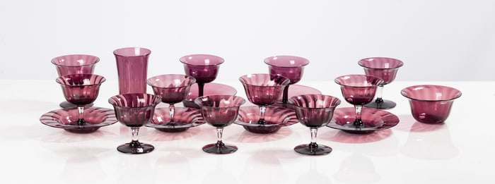 Steuben Amethyst Sherbets, Tumbler, & Bowl