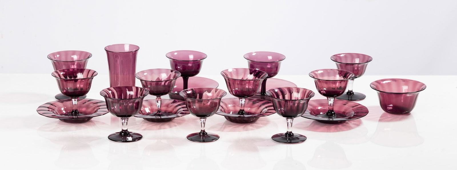 Steuben Amethyst Sherbets, Tumbler, & Bowl (1 of 5)