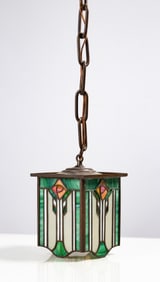 Arts & Crafts Style Leaded Glass Pendant Light