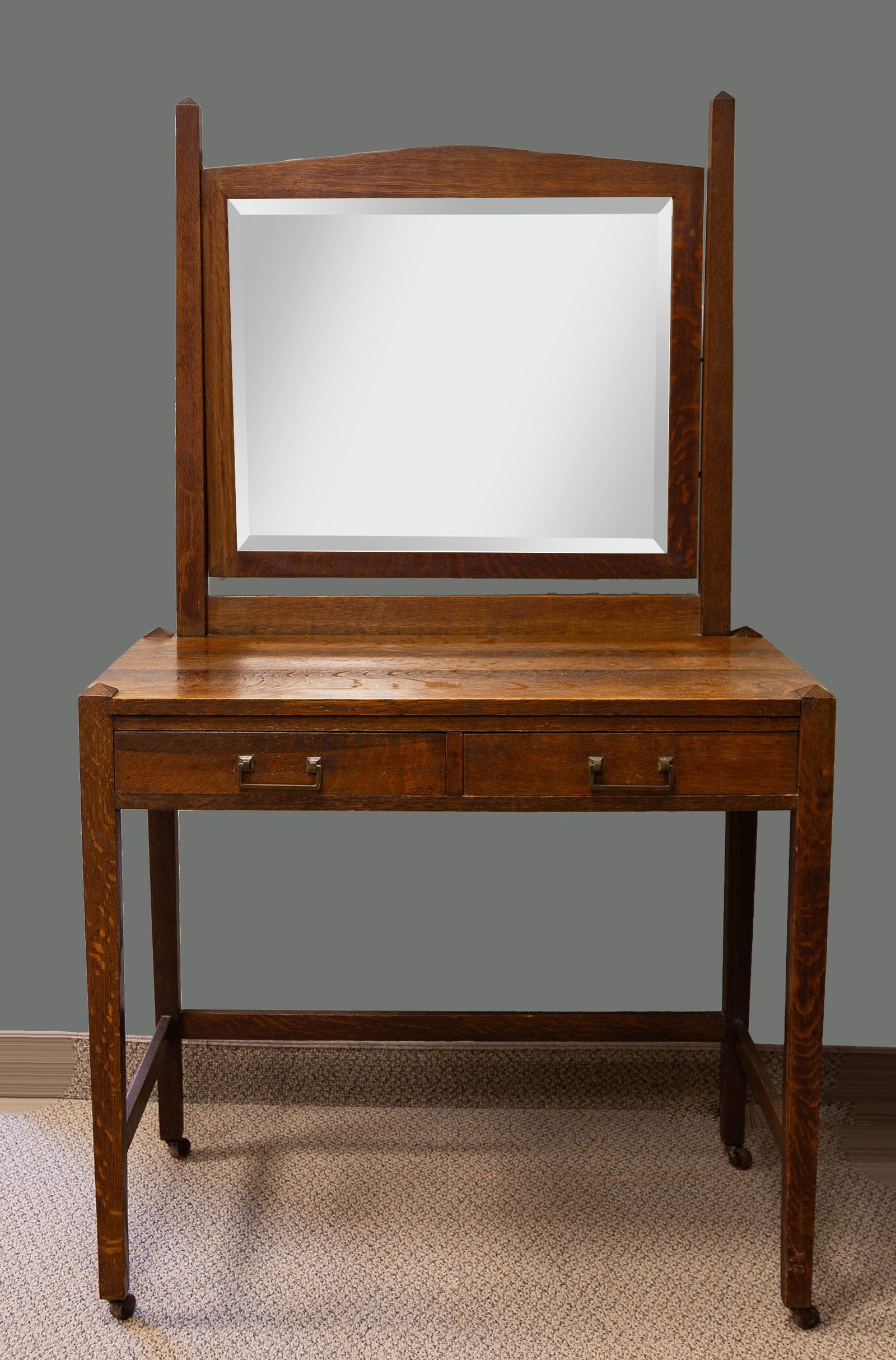 Arts & Crafts Vanity Desk & Mirror (1 of 5)
