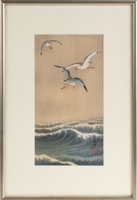 Ohara Koson (Japanese, 1877-1945) "Seagulls Over the Waves"