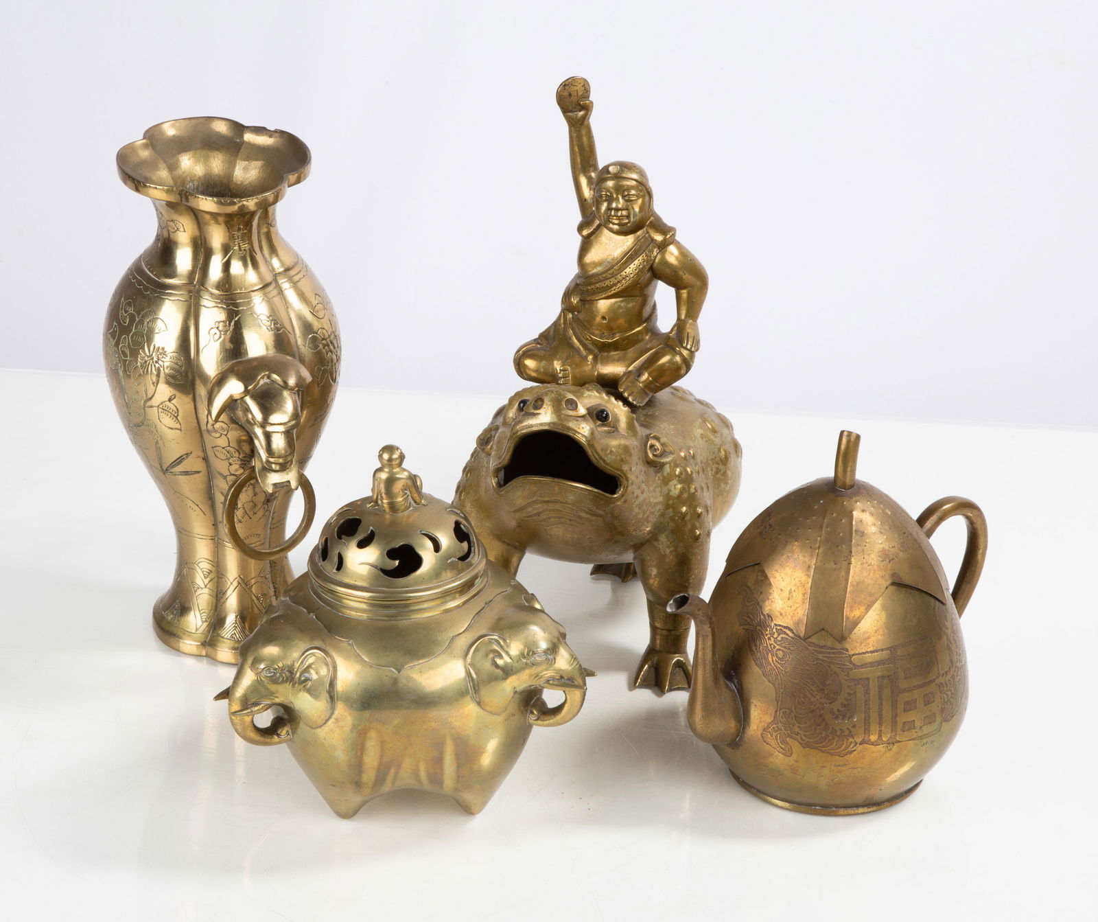 Chinese / Japanese Bronze Censors, Vase, & Teapot (1 of 4)