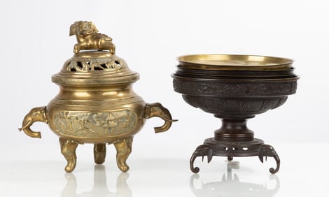 Two Chinese Bronze Censors