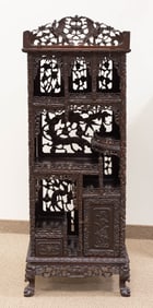 19th Century Chinese Carved Hardwood Display Cabinet