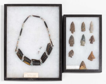 Native American Buffalo Silver Necklace & Arrowheads