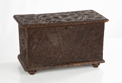 Early Pinwheel Carved Document Box
