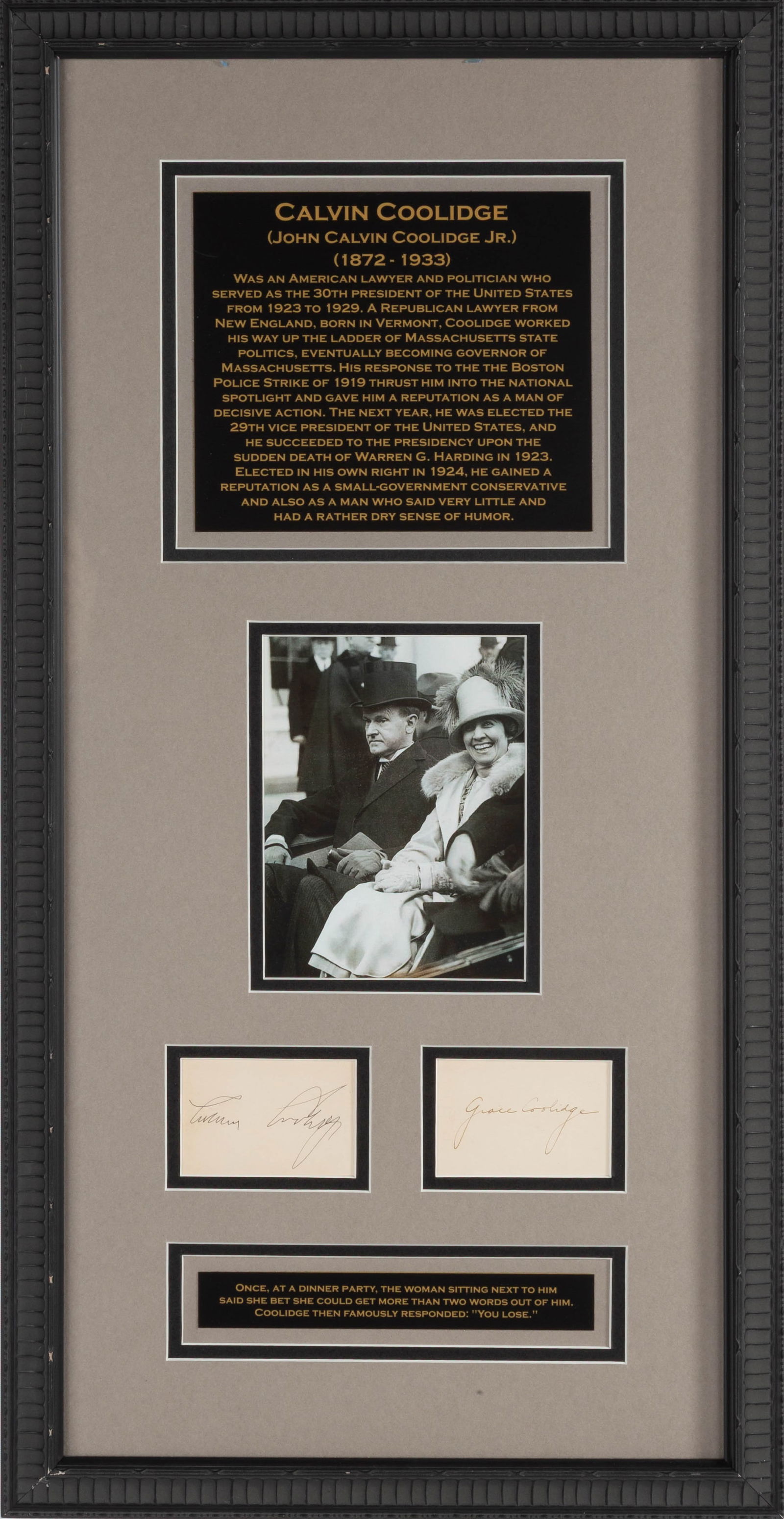 Calvin Coolidge & Grace Coolidge Autographs (1 of 1)