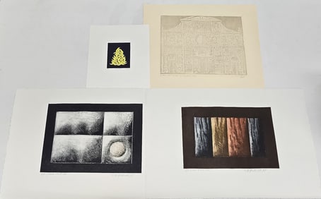 Four Prints, Including Patrick Hughes (British, b. 1939) "Many Moons"