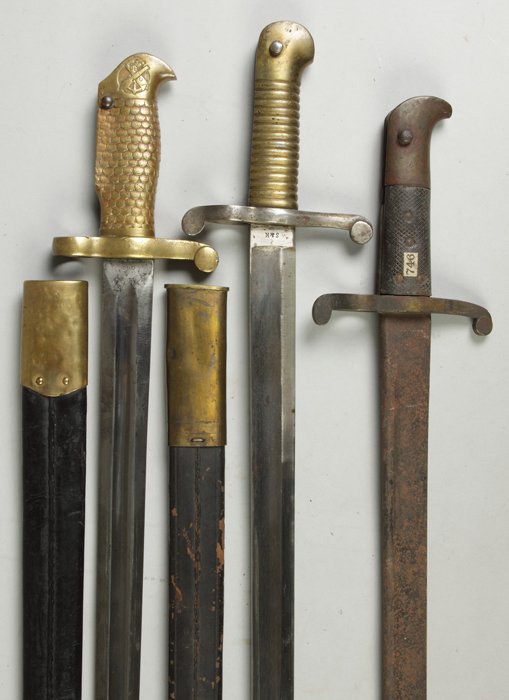 Two US Navy Swords together w/English Bayonet