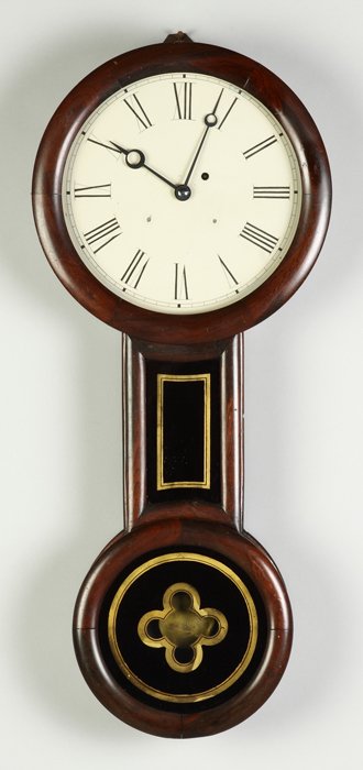 Hatch Figure Eight Banjo Regulator: Hatch Figure Eight Banjo Regulator. Rosewood case, old finish. Painted metal dial, refreshed. Repainted tablets. 8 day time only brass movement. Ht. 33". The Collection of Dr. John Davis.