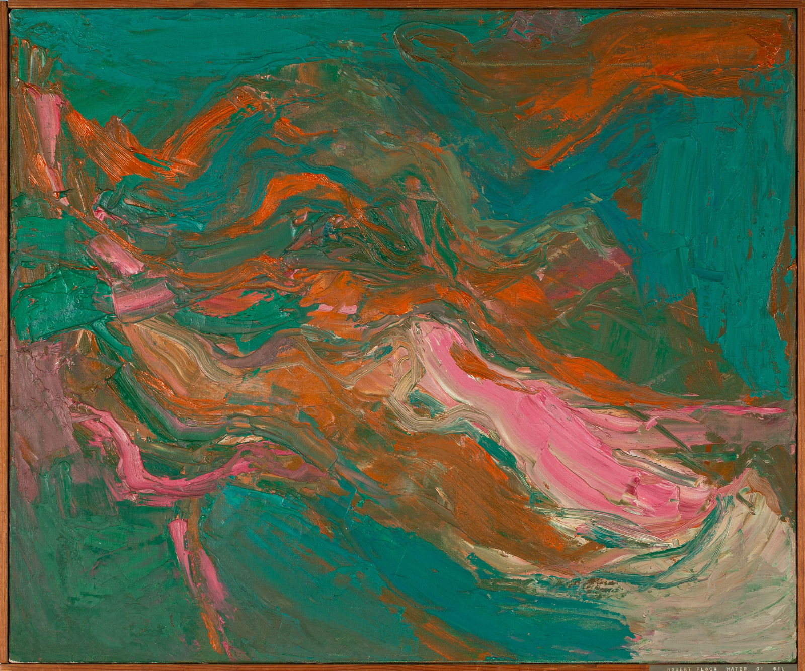 Robert Lyall Flock (American, 1928-2017) "Water": Robert Lyall Flock (American, 1928-2017) "Water" 1967. Oil on canvas. Framed: 21 x 25 in. The Frederic P. Norton (1935-2025) collection, Buffalo, New York. Shipping Note: We provide our own