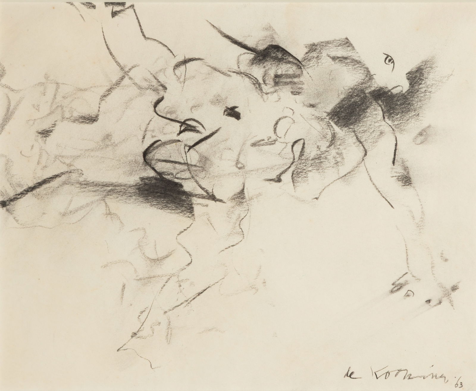 Willem de Kooning (Dutch-American, 1904-1997) Study of a Woman: Willem de Kooning (Dutch-American, 1904-1997) Study of a Woman 1963. Charcoal on paper. Signed (lower right). Framed: 22 1/4 x 25 in. Exhibition: Allan Stone Gallery, New York, Willem de Kooning,