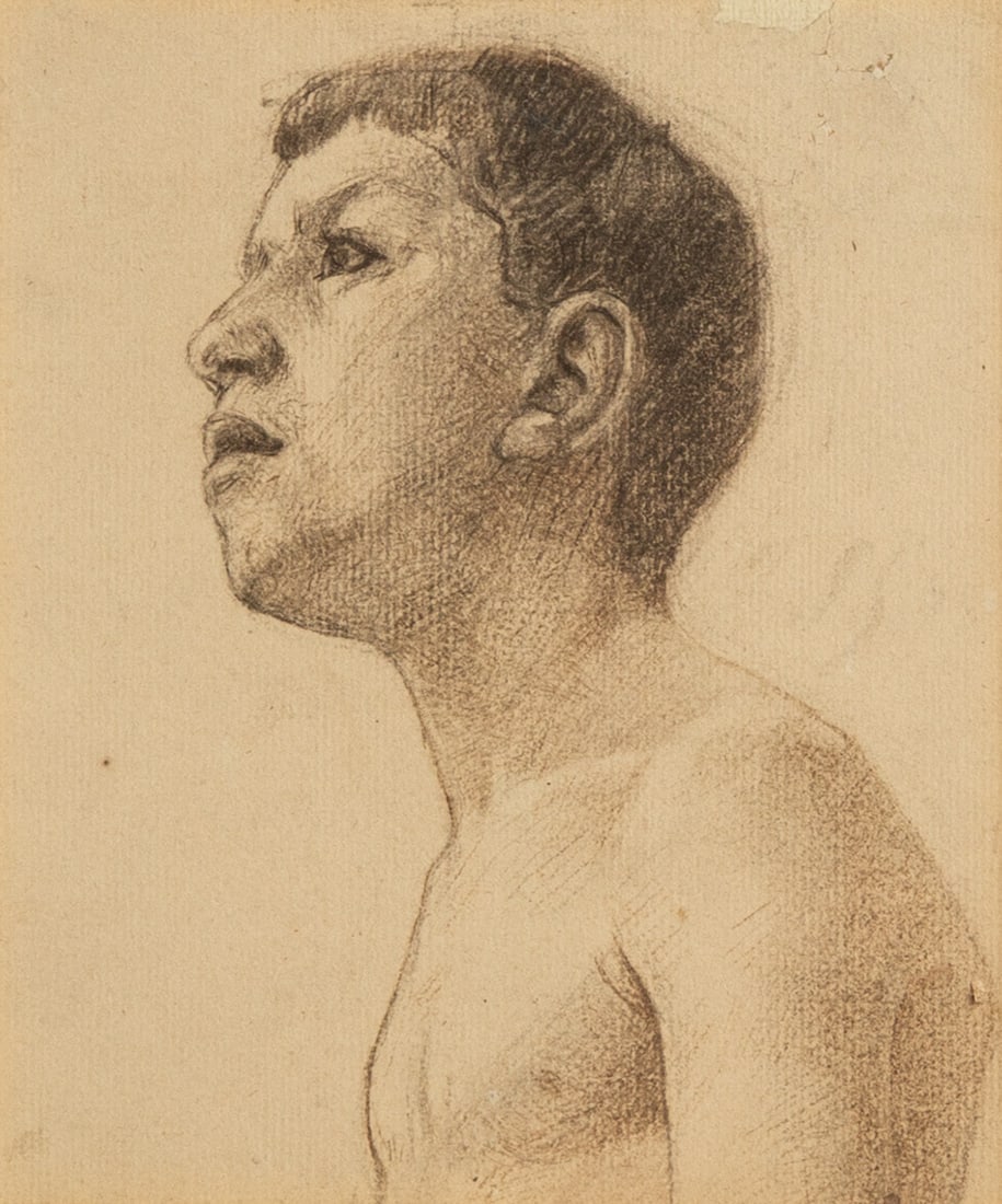 John Singer Sargent (American, 1856-1925) Pencil Study for Portrait (Head of Boy) (1 of 3)