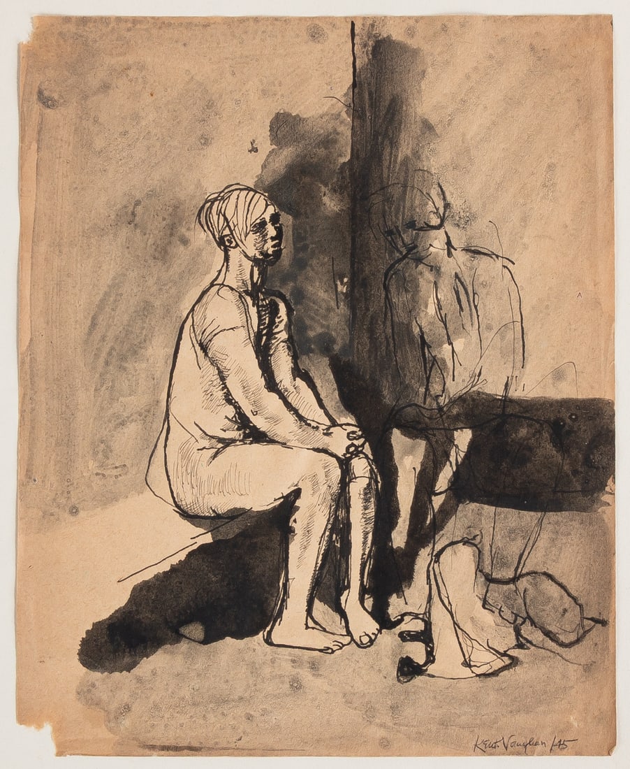 Keith Vaughan (British, 1912-1977) Interior with Figures (1 of 2)