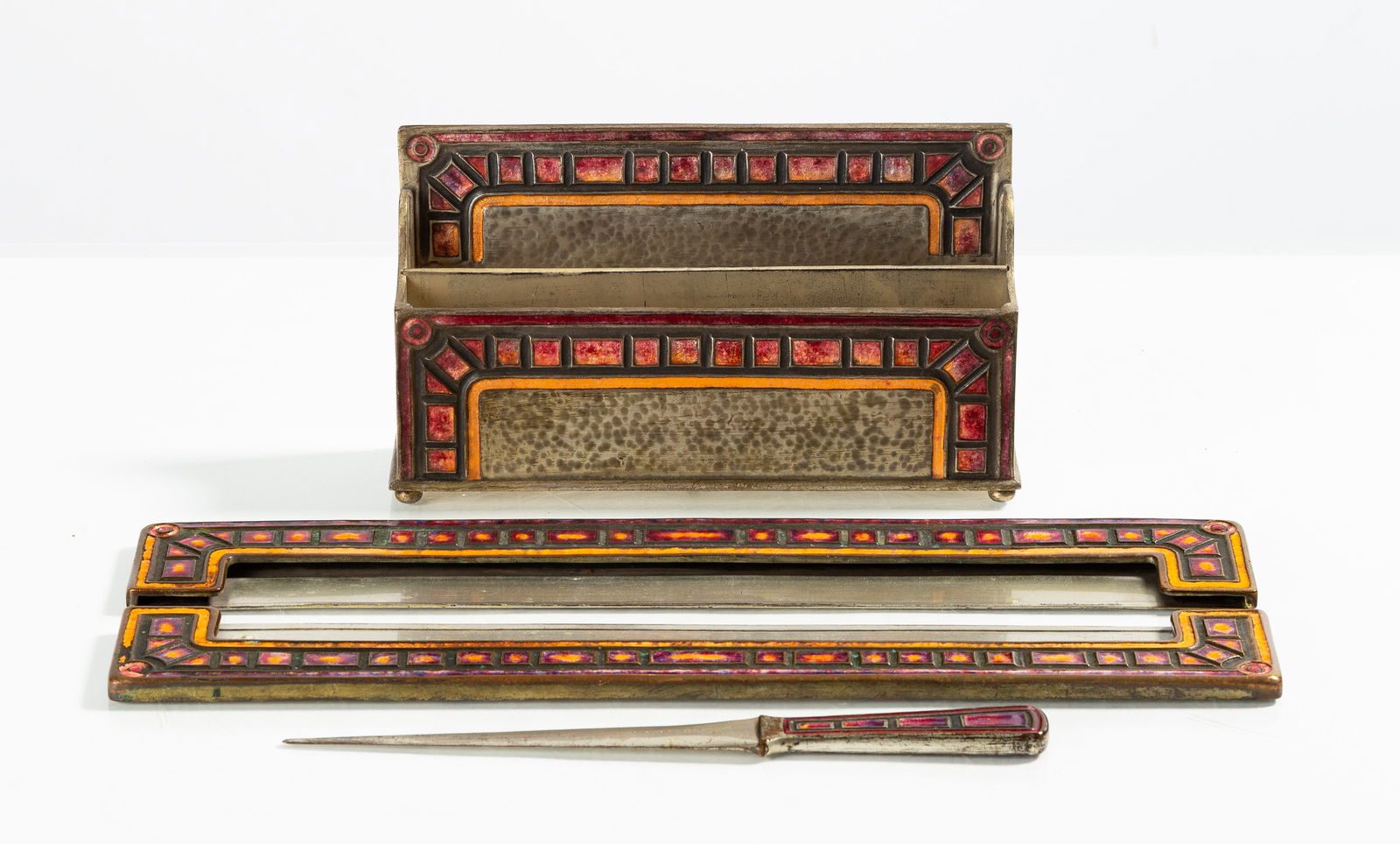 Tiffany Studios Red Art Deco Desk Accessories (1 of 4)
