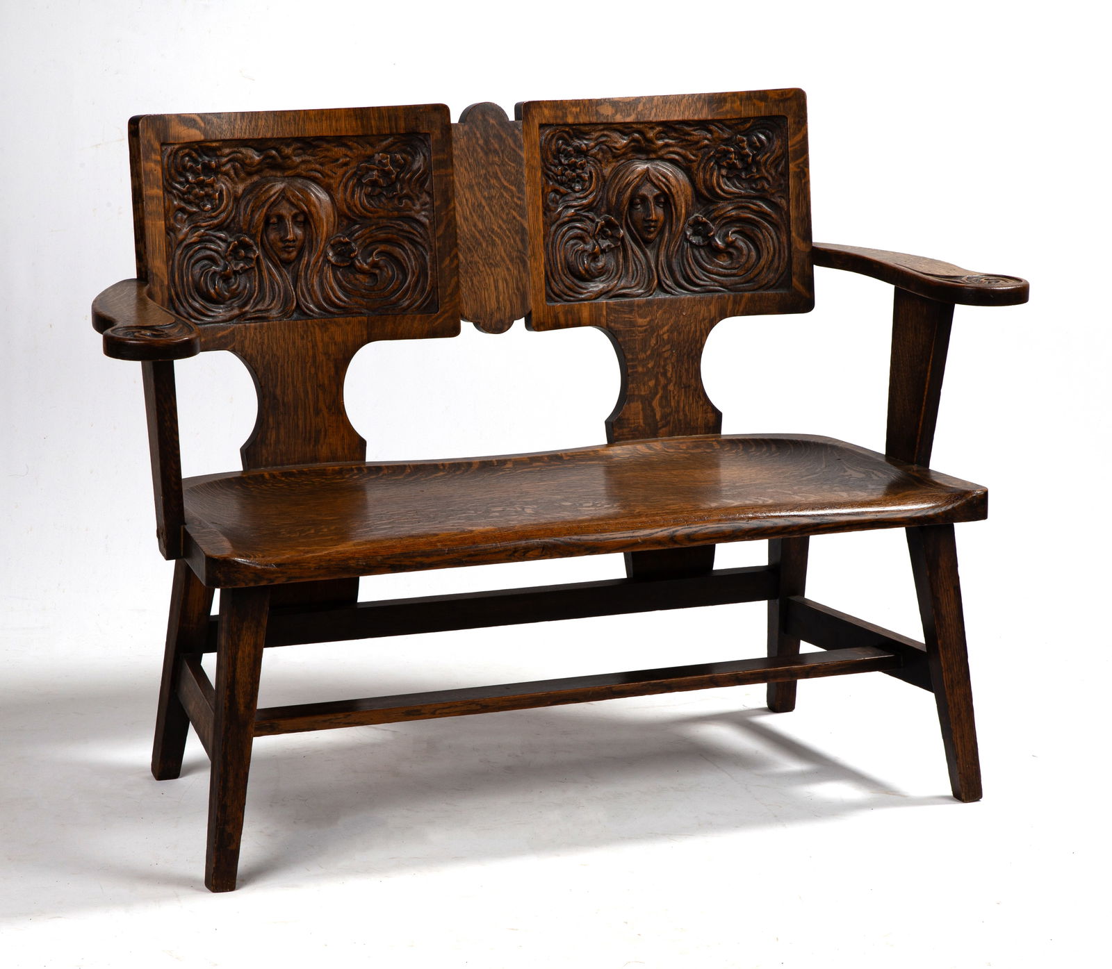 Arts & Crafts Quarter-Sawn Oak Settee (1 of 5)
