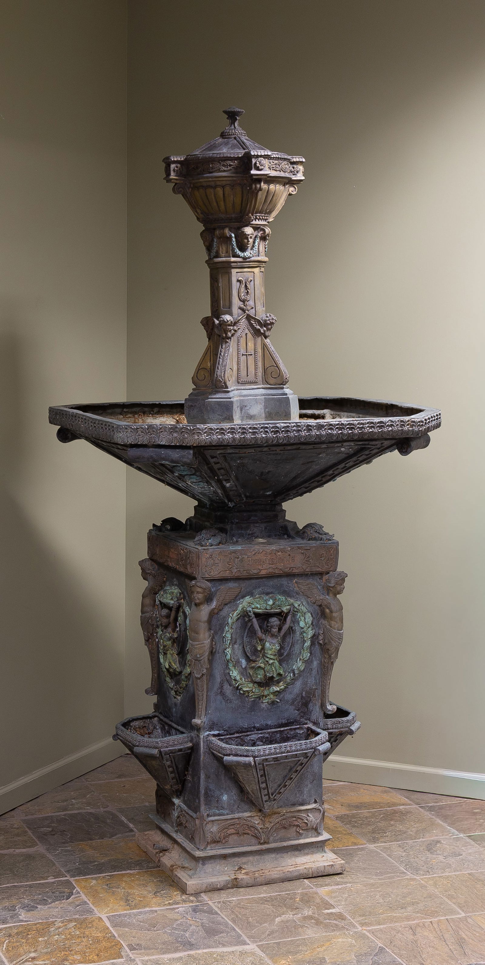 Early 20th Century Zinc Garden Fountain (1 of 2)