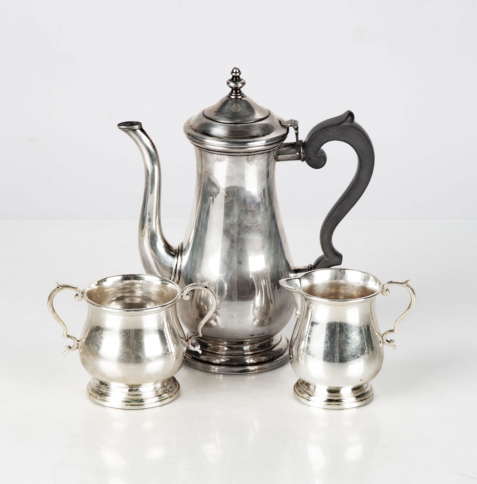 Paul Revere Reproduction Sterling Silver Coffee Pot, Creamer, & Sugar Bowl (1 of 2)