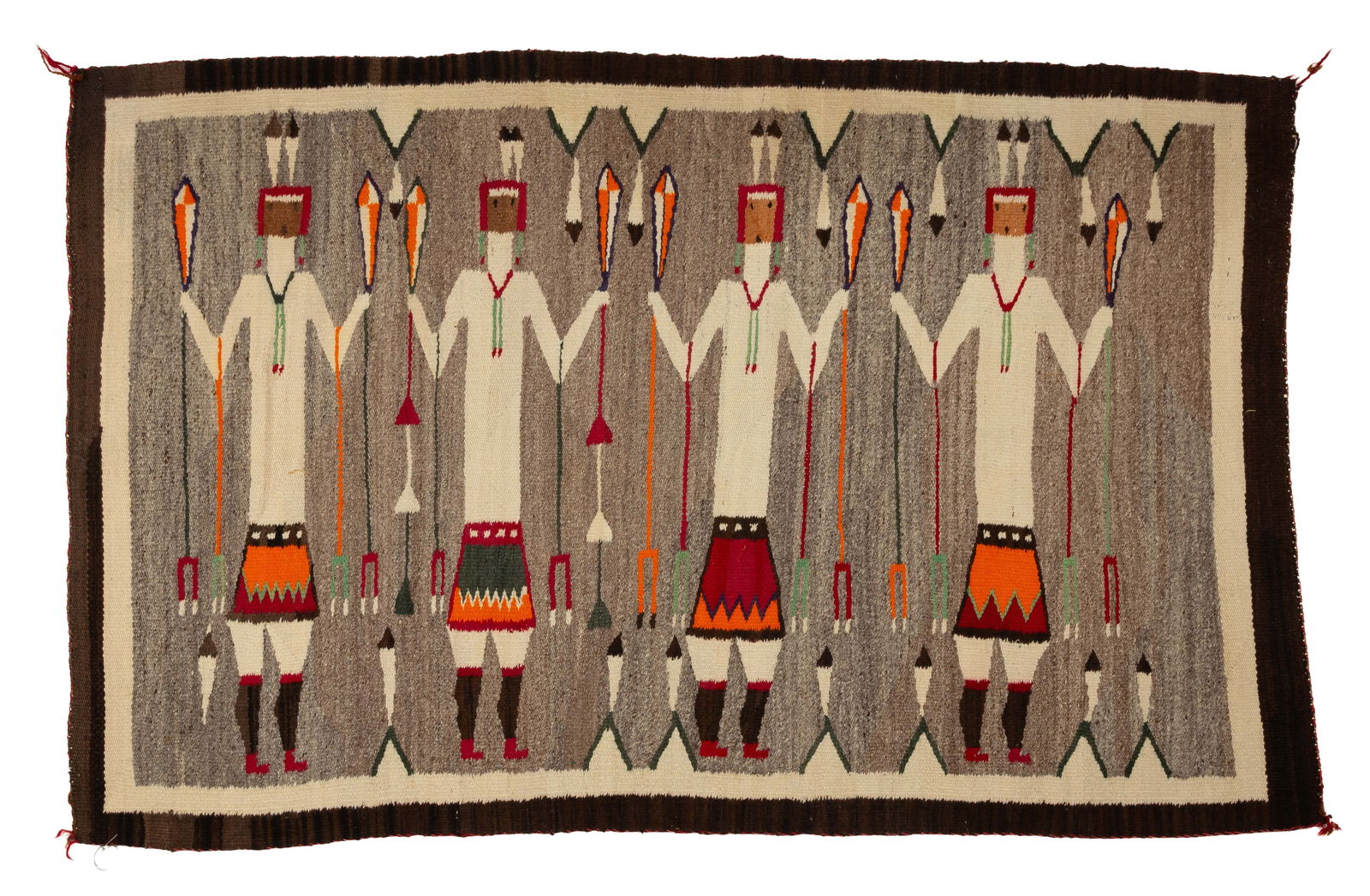 Native American Navajo Yei Pictorial Rug: Native American Navajo Yei Pictorial Rug Early 20th century. 56 x 37 in. Shipping Note: We provide our own in-house shipping service; separate from LiveAuctioneers. Please reach out to us directly