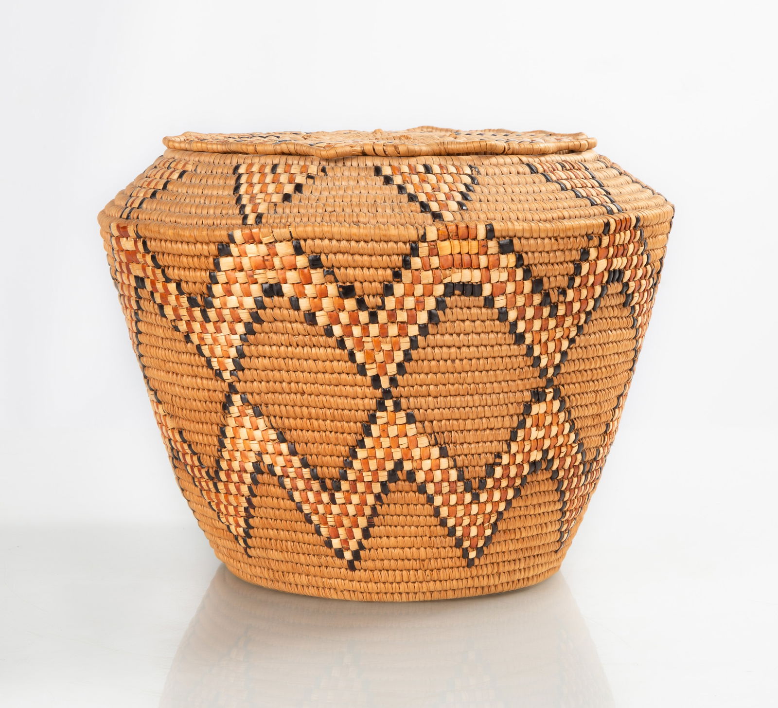 Native American Salish Lidded Basket (1 of 3)