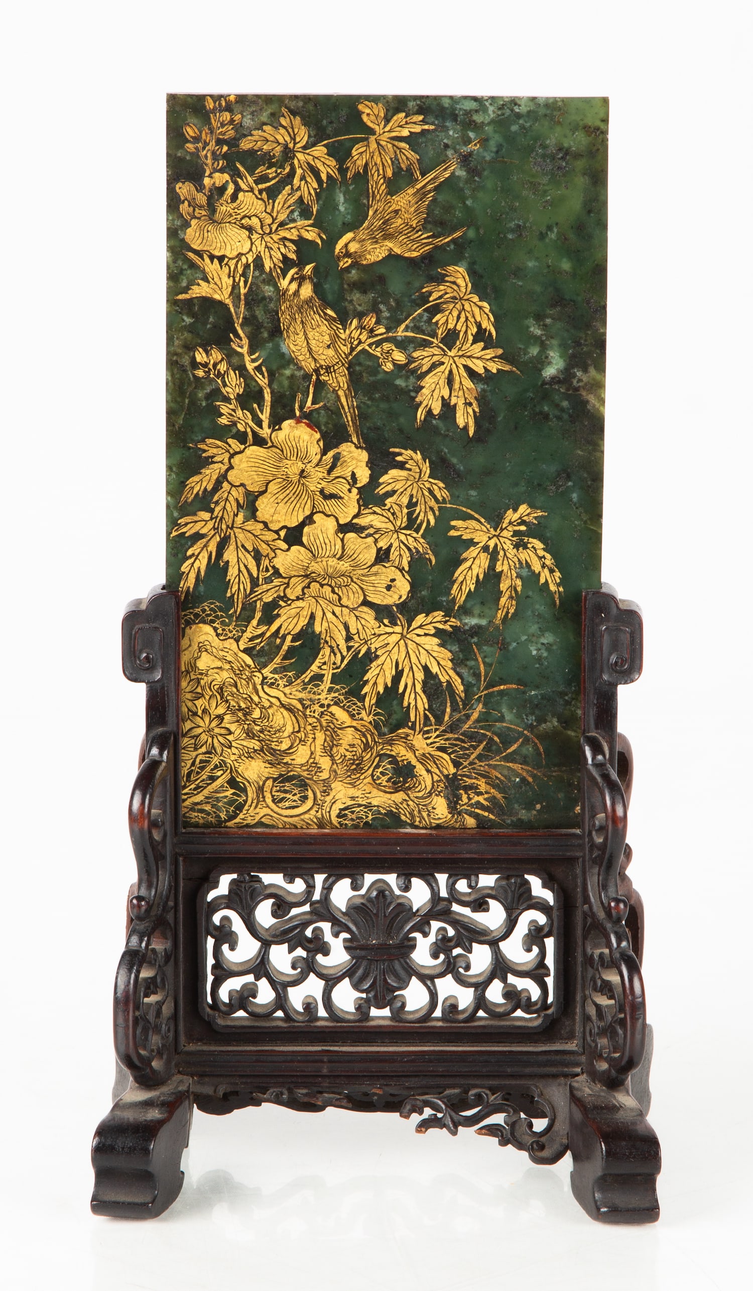 Chinese Decorated Jade Table Screen - 2