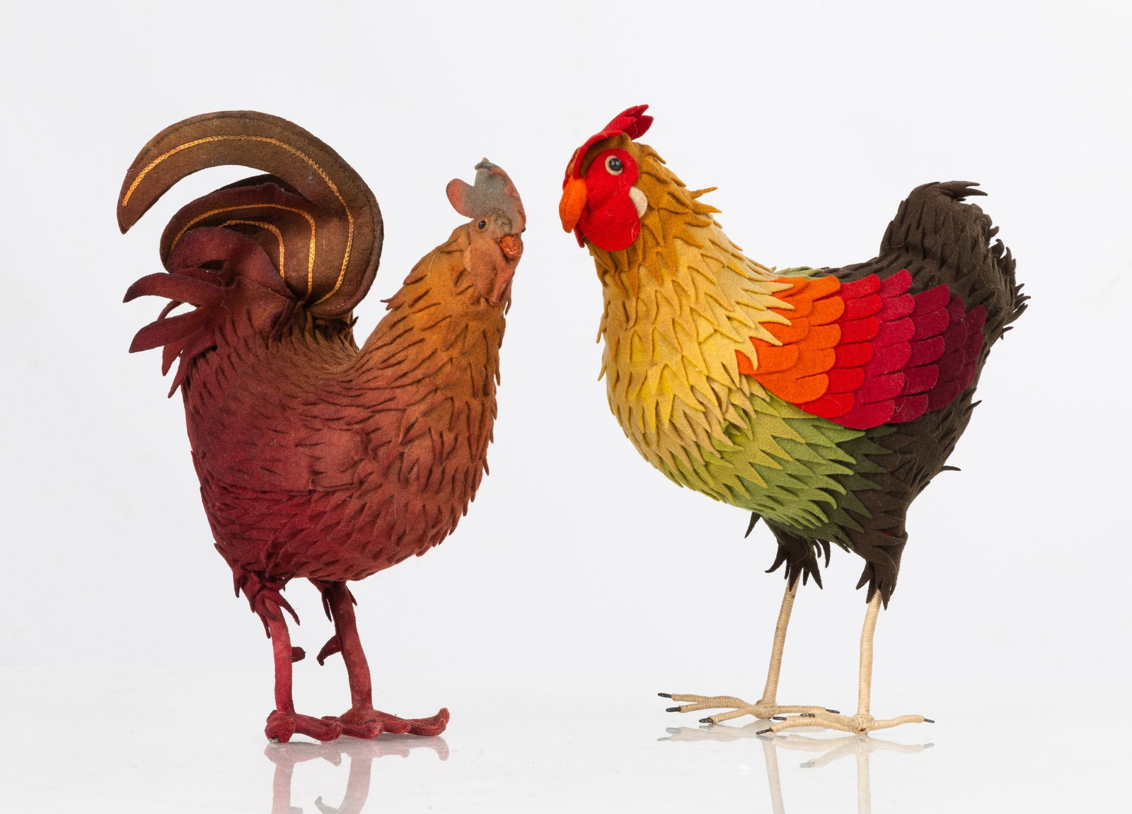 German / Austrian Felt Rooster Toy Figurines (1 of 1)