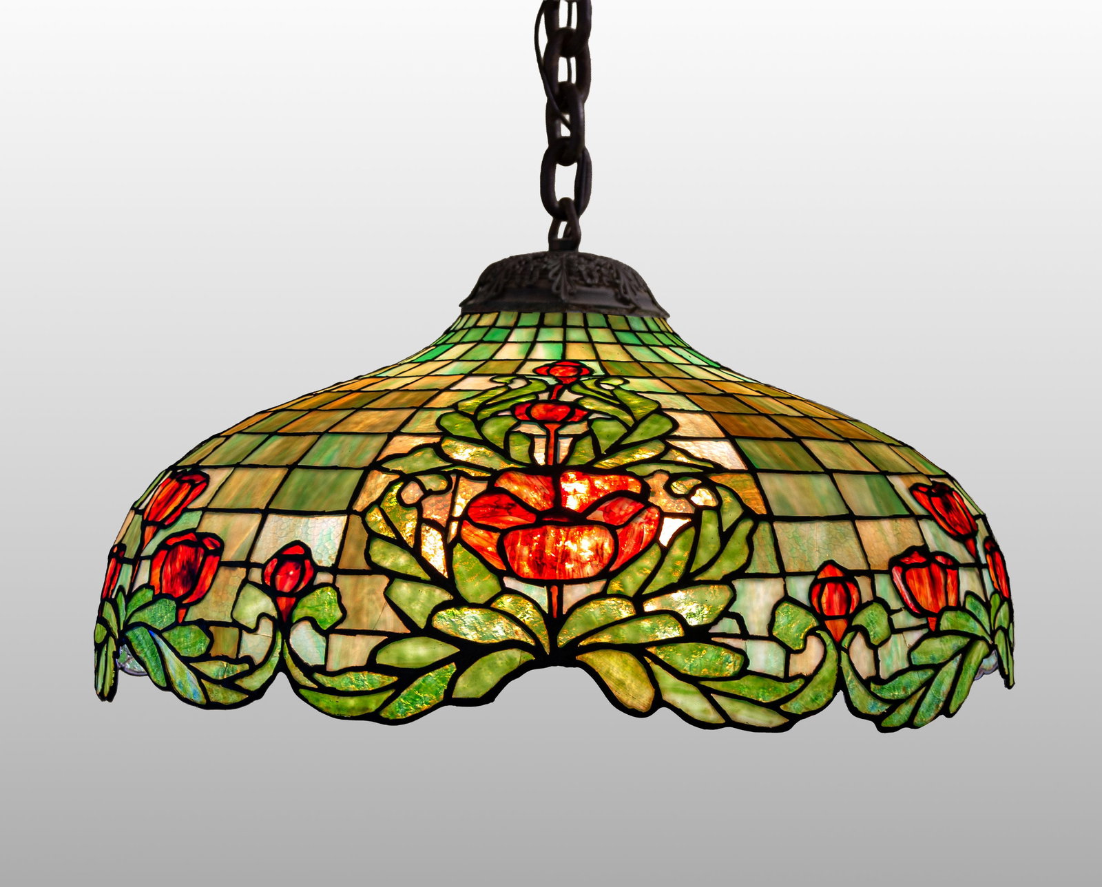 Wilkinson Leaded Glass Hanging Fixture: Wilkinson Leaded Glass Hanging Fixture New York. Leaded glass. Shade dia. 27 in. The collection of Dr. Bruce A. Austin, Pittsford, New York. Shipping Note: We provide our own in-house shipping service