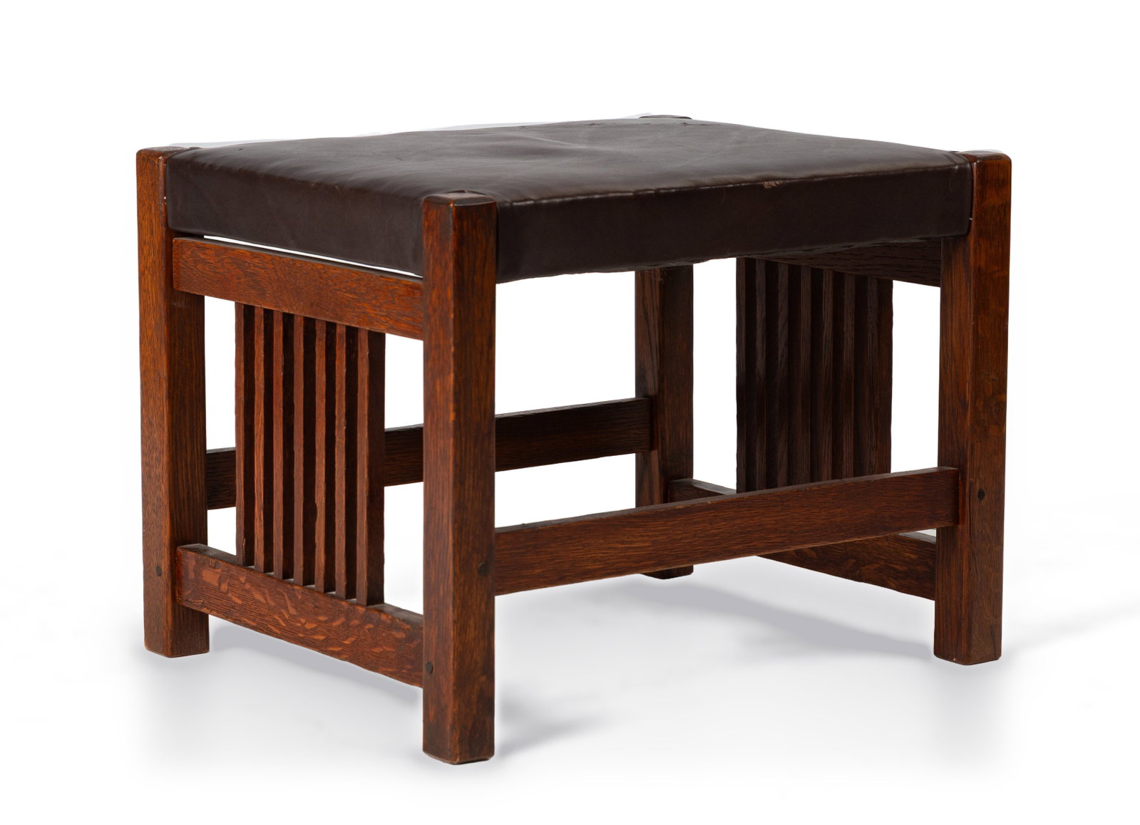 Gustav Stickley, A Spindle Stool, Model No. 395 (1 of 3)