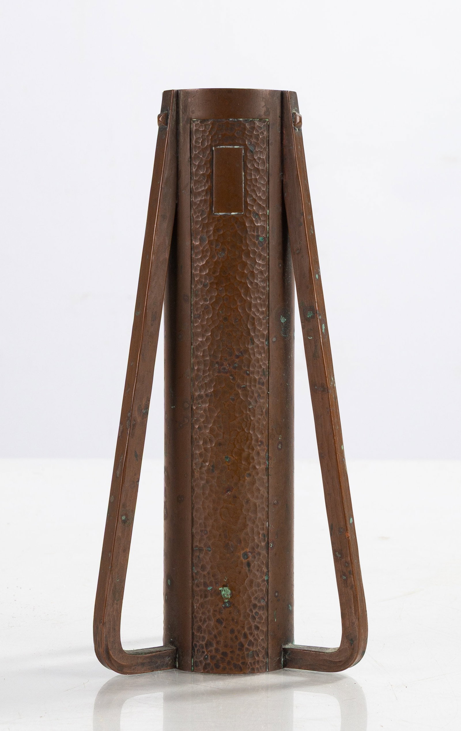 Roycroft Buttressed Hammered Copper Three-Handled Vase Designed by Karl Kipp (1 of 4)