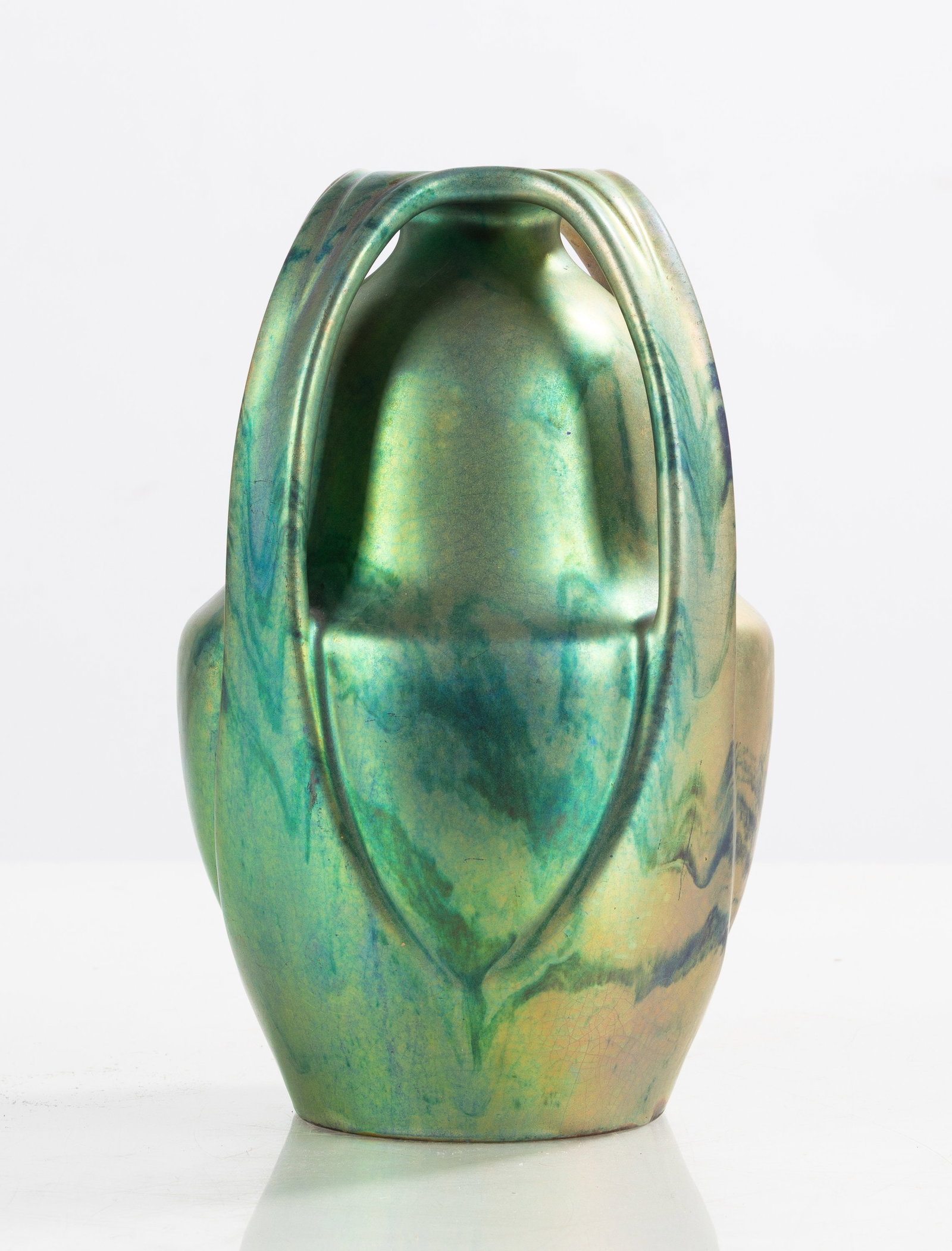Zsolnay Green Lustre Earthenware Three-Handled Vase (1 of 6)