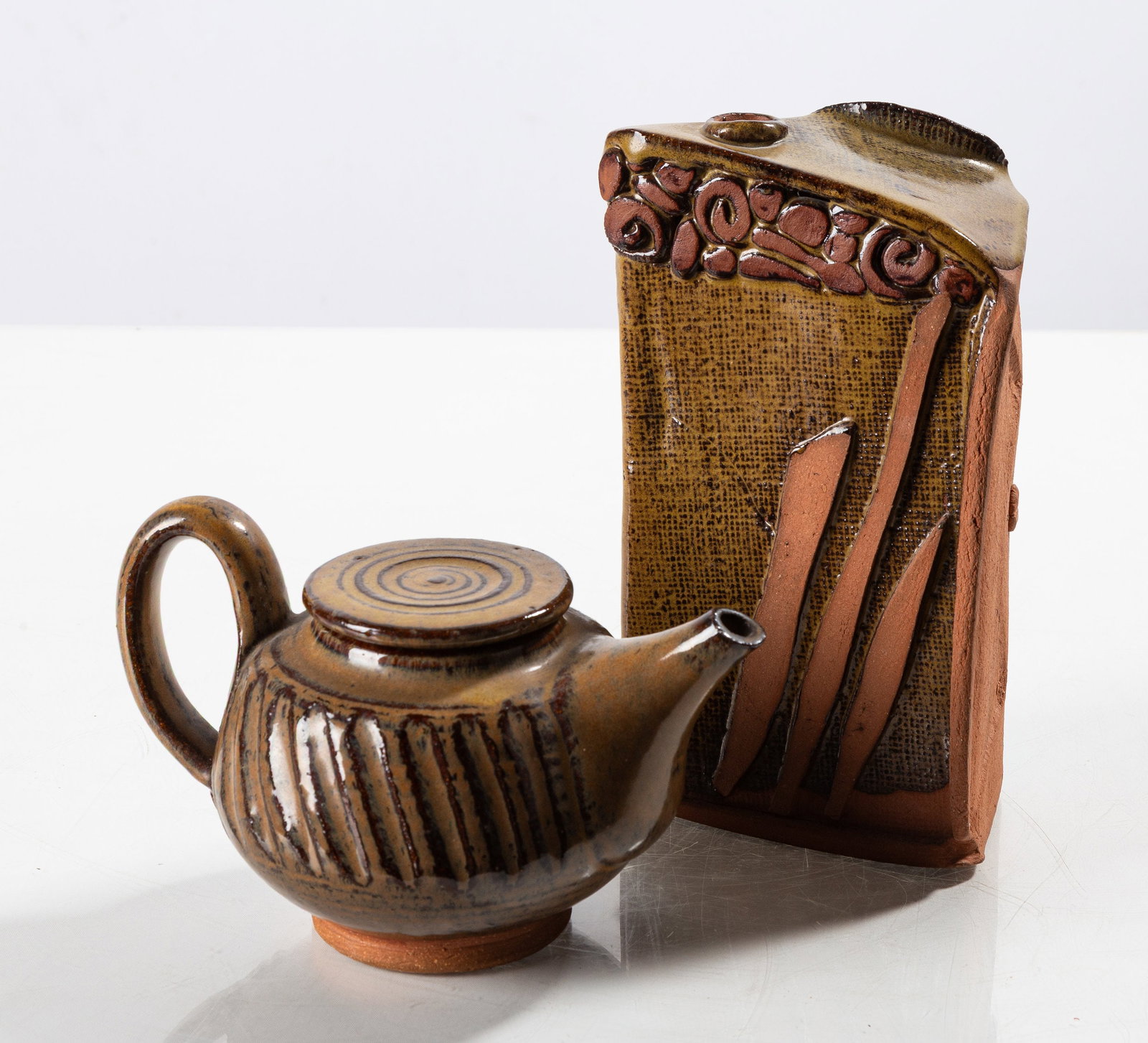 Hobart E. Cowles Teapot and Slab-Built Vessel (1 of 2)