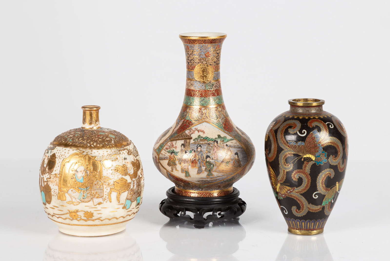 Japanese Satsuma & Cloisonne Vases (1 of 4)