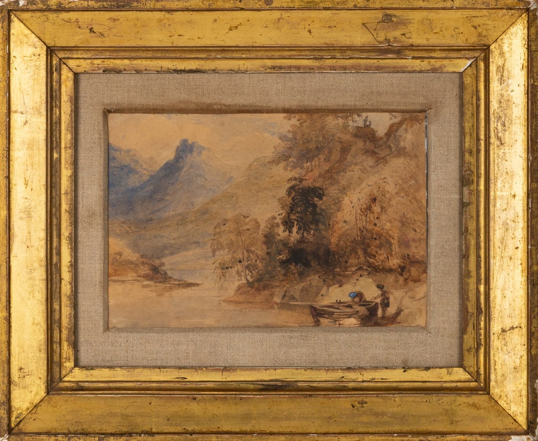 Attributed to J.M.W. Turner (British, 1775-1851): Attributed to J.M.W. Turner (British, 1775-1851) Graphite, watercolour, and pen and ink on paper. The backing board inscribed in pencil, in a modern hand, 'similar to Clarkson Stanfield' and, below, '