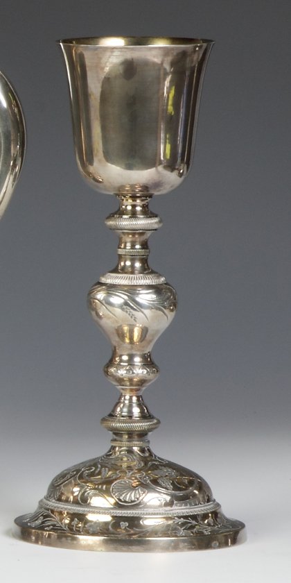 Engraved Silver Chalice: Engraved Silver Chalice. 17 ozt. Ht. 10".