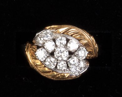 McTeigue Platinum & 18K Gold & Diamond Ring: McTeigue Platinum & 18K Gold & Diamond Ring. .