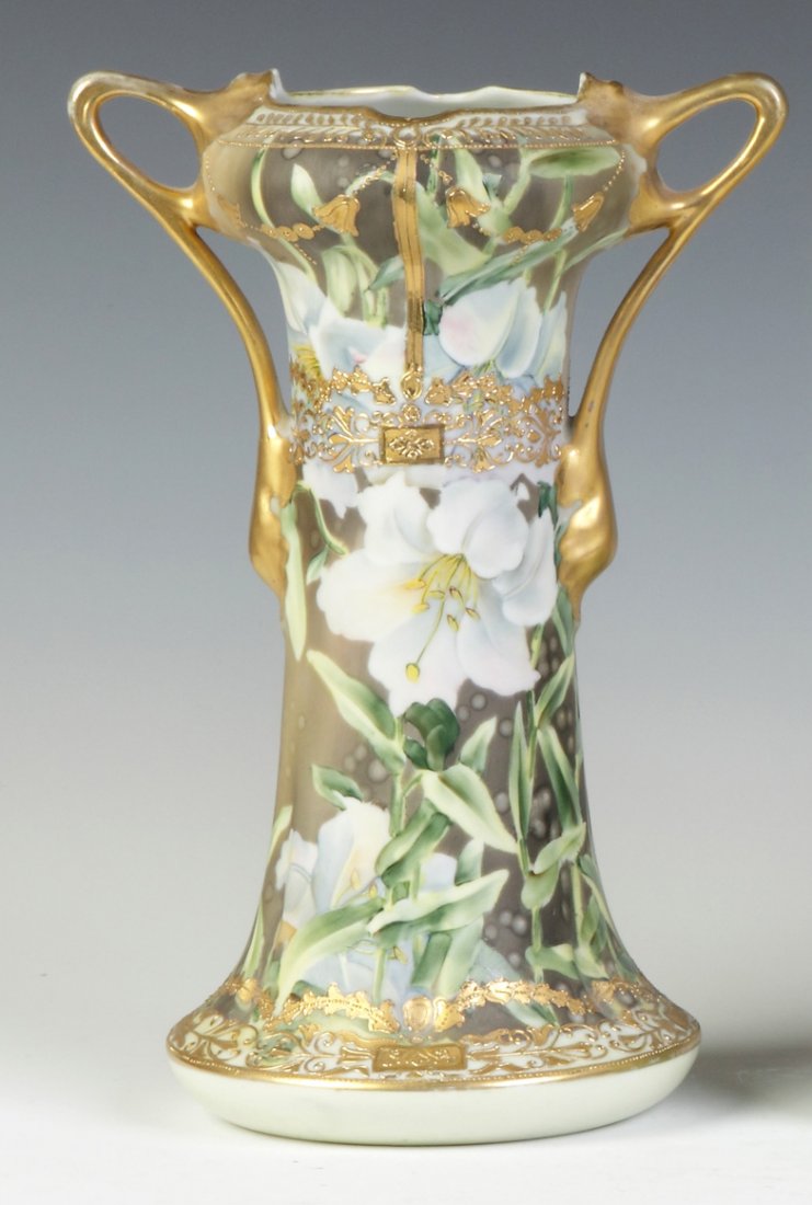 Nippon Hand Painted & Gold Leaf Vase Oct 05, 2013 Cottone Auctions