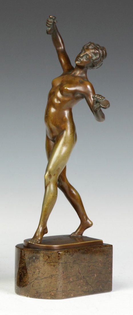 Otto Hoffmann (German, early 20th cent.) Bronze Nude: Otto Hoffmann (German, early 20th cent.) Bronze Nude Dancer on Marble Base. Inscribed Hoffmann. Ht. 12".