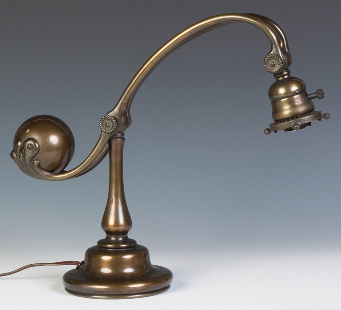 Tiffany Studios Bronze Counter Balance Lamp Base: Tiffany Studios Bronze Counter Balance Lamp Base. Sgn. Tiffany Studios NY #417. Ht. 13". The Cornell Family, Manlius, NY.